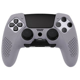 PlayVital 3D Studded Edition Anti-Slip Silicone Cover Case for ps5 Edge Controller, Soft Rubber Protector Skin for ps5 Edge Wireless Controller with 6 Thumb Grip Caps - Metallic Gray - ETPFP013