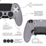 PlayVital 3D Studded Edition Anti-Slip Silicone Cover Case for ps5 Edge Controller, Soft Rubber Protector Skin for ps5 Edge Wireless Controller with 6 Thumb Grip Caps - Metallic Gray - ETPFP013