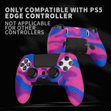 PlayVital 3D Studded Edition Anti-Slip Silicone Cover Case for ps5 Edge Controller, Soft Rubber Protector Skin for ps5 Edge Wireless Controller with 6 Thumb Grip Caps - Pink & Purple & Blue - ETPFP015