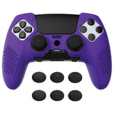 PlayVital 3D Studded Edition Anti-Slip Silicone Cover Case for ps5 Edge Controller, Soft Rubber Protector Skin for ps5 Edge Wireless Controller with 6 Thumb Grip Caps - Purple - ETPFP010