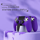 PlayVital 3D Studded Edition Anti-Slip Silicone Cover Case for ps5 Edge Controller, Soft Rubber Protector Skin for ps5 Edge Wireless Controller with 6 Thumb Grip Caps - Purple - ETPFP010