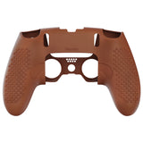 PlayVital 3D Studded Edition Anti-Slip Silicone Cover Case for ps5 Edge Controller, Soft Rubber Protector Skin for ps5 Edge Wireless Controller with 6 Thumb Grip Caps - Signal Brown - ETPFP016