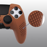 PlayVital 3D Studded Edition Anti-Slip Silicone Cover Case for ps5 Edge Controller, Soft Rubber Protector Skin for ps5 Edge Wireless Controller with 6 Thumb Grip Caps - Signal Brown - ETPFP016