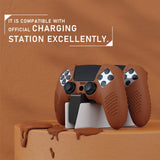 PlayVital 3D Studded Edition Anti-Slip Silicone Cover Case for ps5 Edge Controller, Soft Rubber Protector Skin for ps5 Edge Wireless Controller with 6 Thumb Grip Caps - Signal Brown - ETPFP016