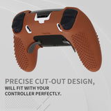 PlayVital 3D Studded Edition Anti-Slip Silicone Cover Case for ps5 Edge Controller, Soft Rubber Protector Skin for ps5 Edge Wireless Controller with 6 Thumb Grip Caps - Signal Brown - ETPFP016