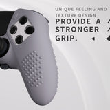 PlayVital 3D Studded Edition Anti-Slip Silicone Cover Case for ps5 Edge Controller, Soft Rubber Protector Skin for ps5 Edge Wireless Controller with 6 Thumb Grip Caps - Metallic Gray - ETPFP013