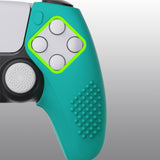 PlayVital 3D Studded Edition Aqua Green Ergonomic Soft Controller Silicone Case Grips for PS5, Rubber Protector Skins with 6 White Thumbstick Caps for PS5 Controller – Compatible with Charging Station - TDPF020