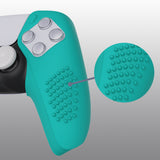 PlayVital 3D Studded Edition Aqua Green Ergonomic Soft Controller Silicone Case Grips for PS5, Rubber Protector Skins with 6 White Thumbstick Caps for PS5 Controller – Compatible with Charging Station - TDPF020