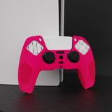 PlayVital 3D Studded Bright Pink Ergonomic Soft Controller Silicone Case Grips for PS5, Rubber Protector Skins with 6 Black Thumbstick Caps for PS5 Controller - TDPF025