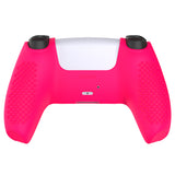 PlayVital 3D Studded Bright Pink Ergonomic Soft Controller Silicone Case Grips for PS5, Rubber Protector Skins with 6 Black Thumbstick Caps for PS5 Controller - TDPF025