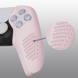 PlayVital 3D Studded Edition Cherry Blossoms Pink Ergonomic Soft Controller Silicone Case Grips for PS5, Rubber Protector Skins with 6 White Thumbstick Caps for PS5 Controller – Compatible with Charging Station - TDPF017