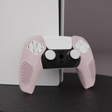 PlayVital 3D Studded Edition Cherry Blossoms Pink Ergonomic Soft Controller Silicone Case Grips for PS5, Rubber Protector Skins with 6 White Thumbstick Caps for PS5 Controller – Compatible with Charging Station - TDPF017