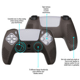 PlayVital Clear Black 3D Studded Edition Anti-Slip Silicone Cover Skin for PS5 Controller, Soft Rubber Case for PS5 Controller with 6 Clear Black Thumb Grip Caps - TDPF013