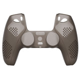 PlayVital Clear Black 3D Studded Edition Anti-Slip Silicone Cover Skin for PS5 Controller, Soft Rubber Case for PS5 Controller with 6 Clear Black Thumb Grip Caps - TDPF013