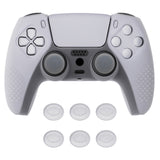 PlayVital Clear White 3D Studded Edition Anti-Slip Silicone Cover Skin for PS5 Controller, Soft Rubber Case for PS5 Controller with 6 Clear White Thumb Grip Caps - TDPF012