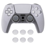 PlayVital Clear White 3D Studded Edition Anti-Slip Silicone Cover Skin for PS5 Controller, Soft Rubber Case for PS5 Controller with 6 Clear White Thumb Grip Caps - TDPF012