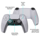 PlayVital 3D Studded Clear White Ergonomic Soft Controller Silicone Case Grips for PS5, Rubber Protector Skins with 6 Clear White Thumbstick Caps for PS5 Controller - Compatible with Charging Station - TDPF026