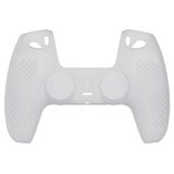 PlayVital Clear White 3D Studded Edition Anti-Slip Silicone Cover Skin for PS5 Controller, Soft Rubber Case for PS5 Controller with 6 Clear White Thumb Grip Caps - TDPF012