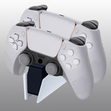 PlayVital 3D Studded Clear White Ergonomic Soft Controller Silicone Case Grips for PS5, Rubber Protector Skins with 6 Clear White Thumbstick Caps for PS5 Controller - Compatible with Charging Station - TDPF026