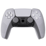 PlayVital 3D Studded Clear White Ergonomic Soft Controller Silicone Case Grips for PS5, Rubber Protector Skins with 6 Clear White Thumbstick Caps for PS5 Controller - Compatible with Charging Station - TDPF026