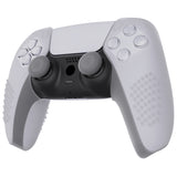 PlayVital 3D Studded Clear White Ergonomic Soft Controller Silicone Case Grips for PS5, Rubber Protector Skins with 6 Clear White Thumbstick Caps for PS5 Controller - Compatible with Charging Station - TDPF026