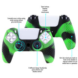 PlayVital 3D Studded Edition Anti-Slip Silicone Cover Skin for ps5 Controller, Soft Rubber Case Protector for ps5 Wireless Controller with Thumb Grip Caps - Green & Black - TDPF024
