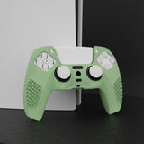 PlayVital 3D Studded Matcha Green Ergonomic Soft Controller Silicone Case Grips for PS5, Rubber Protector Skins with 6 Clear White Thumbstick Caps for PS5 Controller - TDPF028