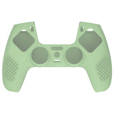 PlayVital 3D Studded Matcha Green Ergonomic Soft Controller Silicone Case Grips for PS5, Rubber Protector Skins with 6 Clear White Thumbstick Caps for PS5 Controller - TDPF028