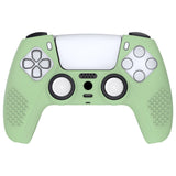 PlayVital 3D Studded Matcha Green Ergonomic Soft Controller Silicone Case Grips for PS5, Rubber Protector Skins with 6 Clear White Thumbstick Caps for PS5 Controller - TDPF028