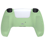 PlayVital 3D Studded Matcha Green Ergonomic Soft Controller Silicone Case Grips for PS5, Rubber Protector Skins with 6 Clear White Thumbstick Caps for PS5 Controller - TDPF028