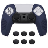 PlayVital 3D Studded Edition Midnight Blue Ergonomic Soft Controller Silicone Case Grips for PS5, Rubber Protector Skins with 6 Black Thumbstick Caps for PS5 Controller – Compatible with Charging Station - TDPF019