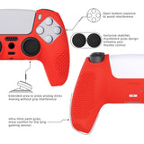 PlayVital Passion Red 3D Studded Edition Anti-Slip Silicone Cover Skin for PS5 Controller, Soft Rubber Case for PS5 Controller with 6 Black Thumb Grip Caps - TDPF014