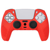 PlayVital Passion Red 3D Studded Edition Anti-Slip Silicone Cover Skin for PS5 Controller, Soft Rubber Case for PS5 Controller with 6 Black Thumb Grip Caps - TDPF014