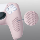 PlayVital Pink 3D Studded Edition Anti-slip Silicone Cover Skin for 5 Controller, Soft Rubber Case Protector for PS5 Wireless Controller with 6 White Thumb Grip Caps - TDPF005