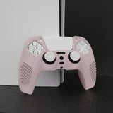 PlayVital Pink 3D Studded Edition Anti-slip Silicone Cover Skin for 5 Controller, Soft Rubber Case Protector for PS5 Wireless Controller with 6 White Thumb Grip Caps - TDPF005