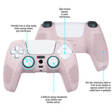 PlayVital Pink 3D Studded Edition Anti-slip Silicone Cover Skin for 5 Controller, Soft Rubber Case Protector for PS5 Wireless Controller with 6 White Thumb Grip Caps - TDPF005