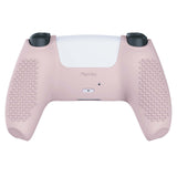 PlayVital Pink 3D Studded Edition Anti-slip Silicone Cover Skin for 5 Controller, Soft Rubber Case Protector for PS5 Wireless Controller with 6 White Thumb Grip Caps - TDPF005