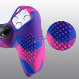 PlayVital 3D Studded Edition Anti-Slip Silicone Cover Skin for ps5 Controller, Soft Rubber Case Protector for ps5 Wireless Controller with Thumb Grip Caps - Pink & Purple & Blue - TDPF021