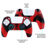 PlayVital 3D Studded Edition Anti-Slip Silicone Cover Skin for ps5 Controller, Soft Rubber Case Protector for ps5 Wireless Controller with Thumb Grip Caps - Red & Black - TDPF022