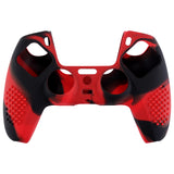 PlayVital 3D Studded Edition Anti-Slip Silicone Cover Skin for ps5 Controller, Soft Rubber Case Protector for ps5 Wireless Controller with Thumb Grip Caps - Red & Black - TDPF022