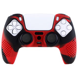 PlayVital 3D Studded Edition Anti-Slip Silicone Cover Skin for ps5 Controller, Soft Rubber Case Protector for ps5 Wireless Controller with Thumb Grip Caps - Red & Black - TDPF022