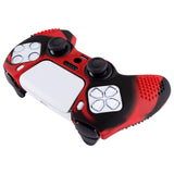 PlayVital 3D Studded Edition Anti-Slip Silicone Cover Skin for ps5 Controller, Soft Rubber Case Protector for ps5 Wireless Controller with Thumb Grip Caps - Red & Black - TDPF022