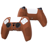 PlayVital 3D Studded Signal Brown Ergonomic Soft Controller Silicone Case Grips for PS5, Rubber Protector Skins with 6 Black Thumbstick Caps for PS5 Controller - TDPF032