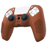 PlayVital 3D Studded Signal Brown Ergonomic Soft Controller Silicone Case Grips for PS5, Rubber Protector Skins with 6 Black Thumbstick Caps for PS5 Controller - TDPF032