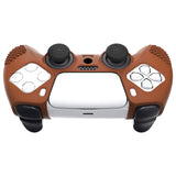 PlayVital 3D Studded Signal Brown Ergonomic Soft Controller Silicone Case Grips for PS5, Rubber Protector Skins with 6 Black Thumbstick Caps for PS5 Controller - TDPF032