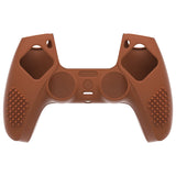 PlayVital 3D Studded Signal Brown Ergonomic Soft Controller Silicone Case Grips for PS5, Rubber Protector Skins with 6 Black Thumbstick Caps for PS5 Controller - TDPF032