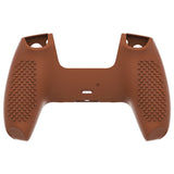 PlayVital 3D Studded Signal Brown Ergonomic Soft Controller Silicone Case Grips for PS5, Rubber Protector Skins with 6 Black Thumbstick Caps for PS5 Controller - TDPF032