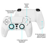 PlayVital White 3D Studded Edition Anti-slip Silicone Cover Skin for 5 Controller, Soft Rubber Case Protector for PS5 Wireless Controller with 6 White Thumb Grip Caps - TDPF002