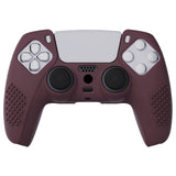 PlayVital Wine Red 3D Studded Edition Anti-slip Silicone Cover Skin for 5 Controller, Soft Rubber Case Protector for PS5 Wireless Controller with 6 Black Thumb Grip Caps - TDPF011