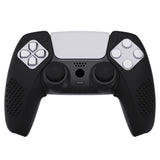 PlayVital 3D Studded Edition Black Ergonomic Soft Controller Silicone Case Grips for PS5, Rubber Protector Skins with 6 Black Thumbstick Caps for PS5 Controller – Compatible with Charging Station - TDPF015